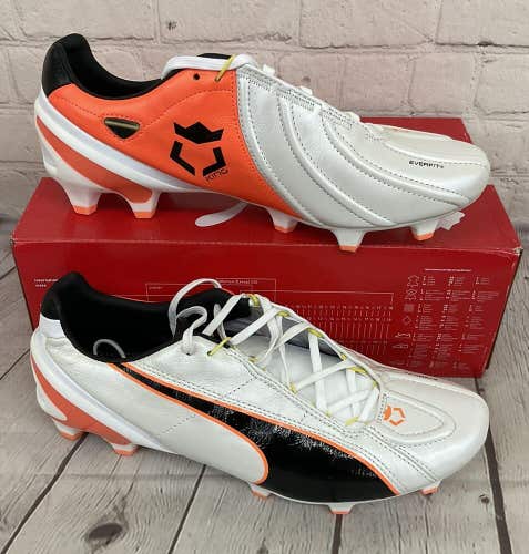 Puma 103184 01 King II EF+ FG Men's Soccer Cleats White Black Fluid Orange US 9
