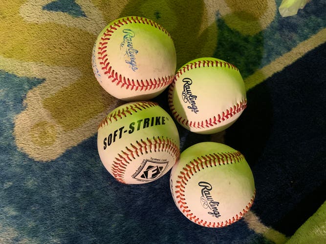 New Baseballs 4 Pack ( Rawlings RHS -R10U-R12U -Franklin Soft Strike) Balls