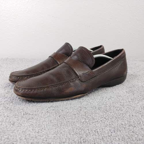 Salvatore Ferragamo Penny Loafers Mens 11.5 Brown Leather Slip On Made In Italy