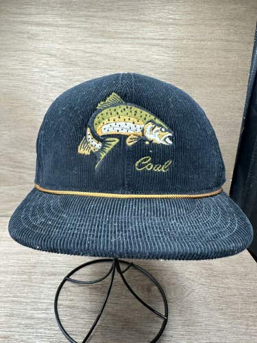 Black Corduroy Fishing Hat by Coal with Lure Tackle Pattern Inside