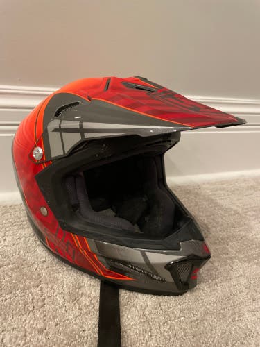 Red Youth Medium HJC Dirt bike Helmet