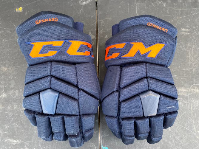 CCM HGTK TACKS Pro Stock Hockey Gloves Navy Blue 14" OILERS 2340