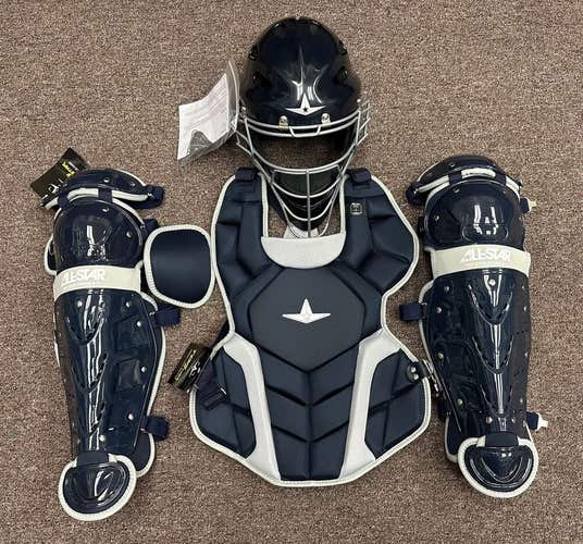 All Star Top Star Youth Ages 10-12 Baseball Catchers Gear Set - Navy Blue