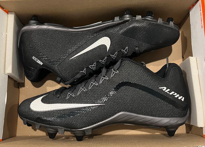 Mens Size 12 Nike Alpha Pro 2 TD Low Detachable Football Cleats Black 719928-010