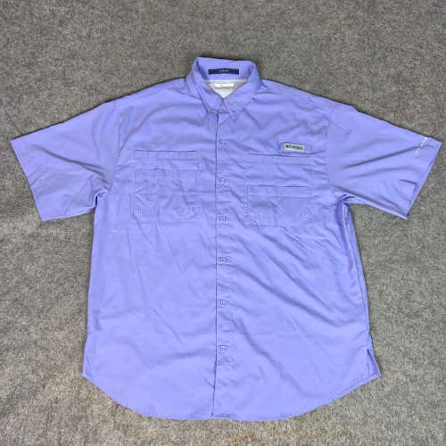 Columbia Mens Shirt Large Purple Button PFG Fishing Vented Tamiami Outdoor Gorp