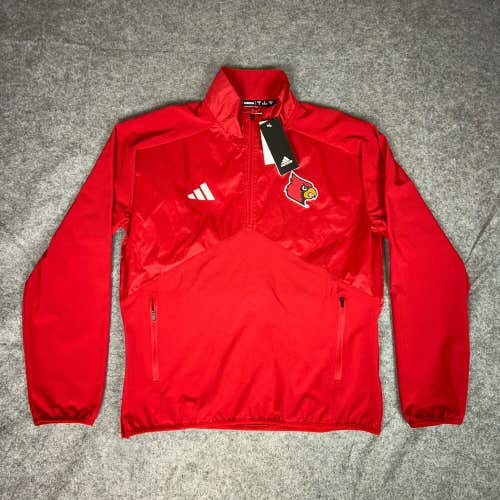 Louisville Cardinals Mens Jacket Small Adidas Red 1/4 Zip Football NCAA Top NWT