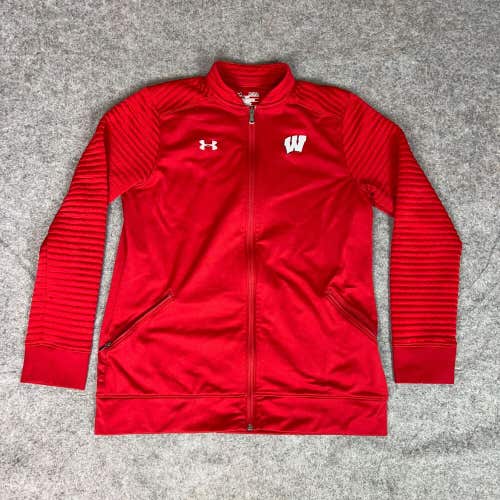 Wisconsin Badgers Mens Jacket Medium Red White Under Armour Sports Football NCAA