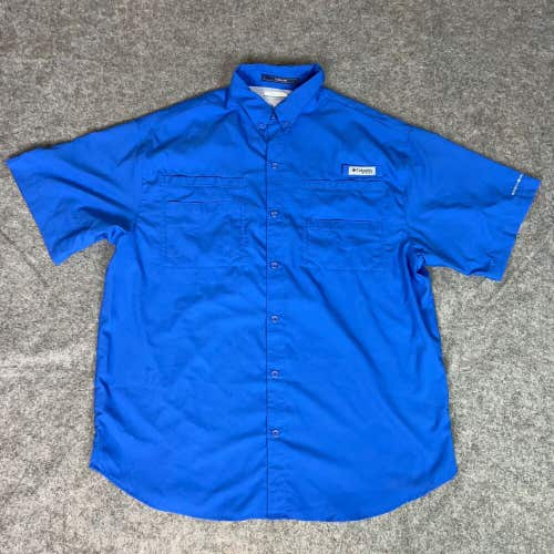 Columbia Mens Shirt Large Blue Button PFG Fishing Vented Tamiami Outdoor Gorp