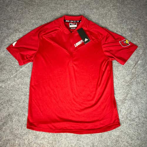 Louisville Cardinals Men Shirt Medium Red Pullover Adidas Short Sleeve Football