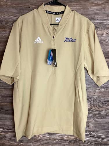 University of Tulsa Short Sleeve  Adidas Quarter Zip Gold Men’s Medium Climalite