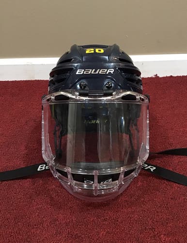 Merrimack College Used Medium Bauer Pro Stock Re-Akt 150 Helmet Item#REM150