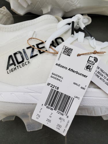 Adidas Adizero LightLock AfterBurner White/Black Molded Baseball Cleats Size 7.5