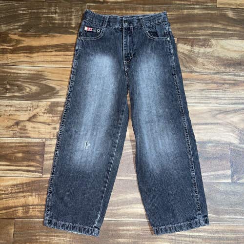 Vintage Y2K Southpole Baggy Skater Grunge Jeans VTG Youth Size 7 Black Fade Wash