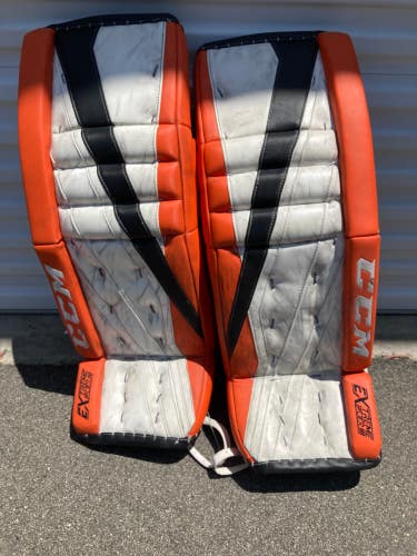 Orange Used 32" Senior CCM Extreme Flex III Goalie Leg Pads