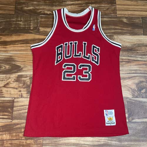 Vintage Chicago Bulls Michael Jordan #23 Sand Knit Jersey Size Large Red NBA 80s