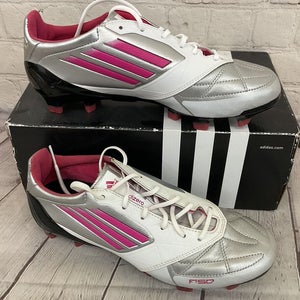 Adidas F50 adizero TRX FG Women's Leather Soccer Cleats Silver Pink White US 6