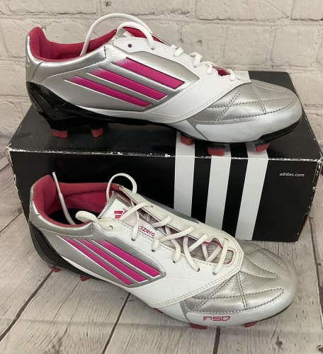 Adidas F50 adizero TRX FG Women's Leather Soccer Cleats Silver Pink White US 6