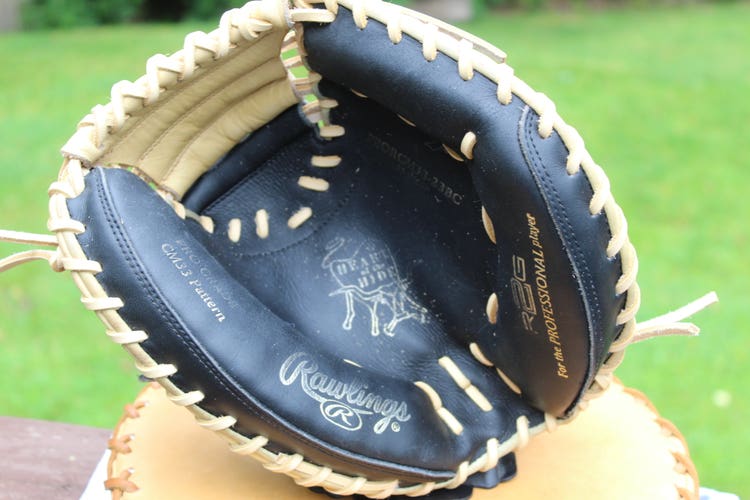 Used Rawlings Catcher's Right Hand Throw Heart of the Hide Baseball Glove 33"