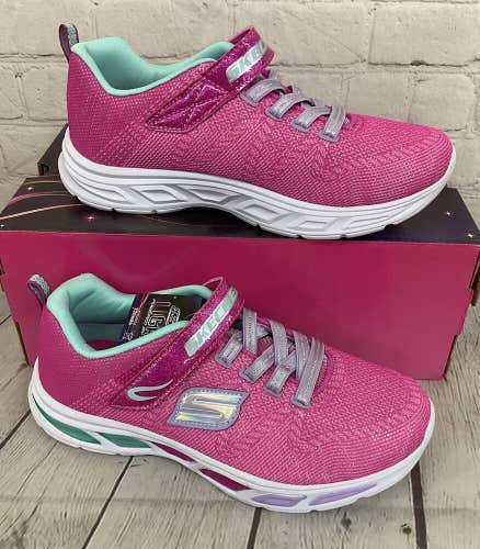 Skechers LiteBeems Shimmer Fashion Girls Hot Pink Lavender Shoes Light Up Size 5