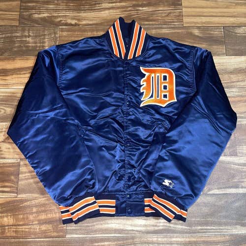 Vintage Starter MLB Mens Detroit Tigers Satin Bomber Jacket Size Large USA