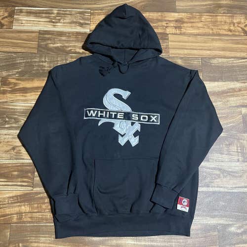 Vintage 90s Chicago White Sox MLB Nutmeg Sewn Hoodie Sweatshirt Size XL Rare
