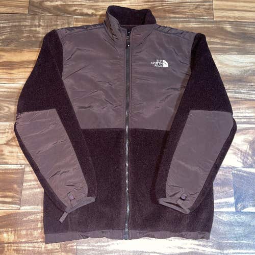 The North Face Fleece Lined Sherpa Jacket Girls Size XL Full Zip Shacket Brown