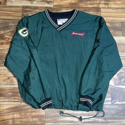 Vintage Champion Green Bay Packers Budweiser Lined Windbreaker Jacket Men XL/XXL