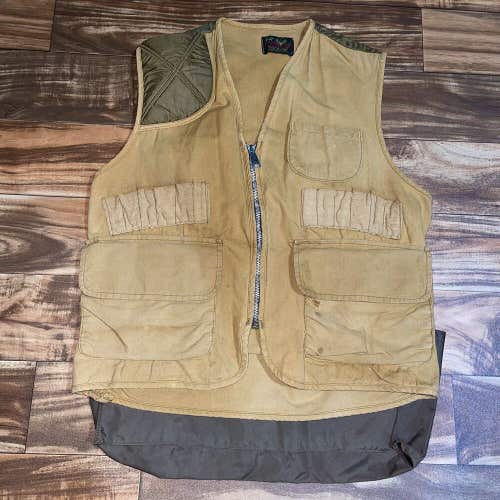 Vintage Stream And Field Bird Shooting Hunting Vest Mens M/L Brown Full Zip