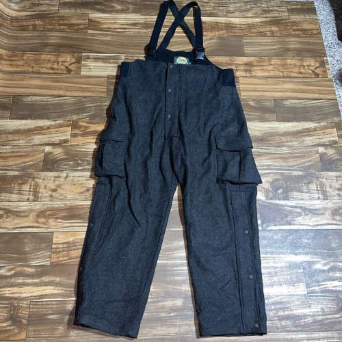 Cabelas Overalls Mens XL Gray Wool Dry Plus Bibs Lined Heavy Hunting Outdoors