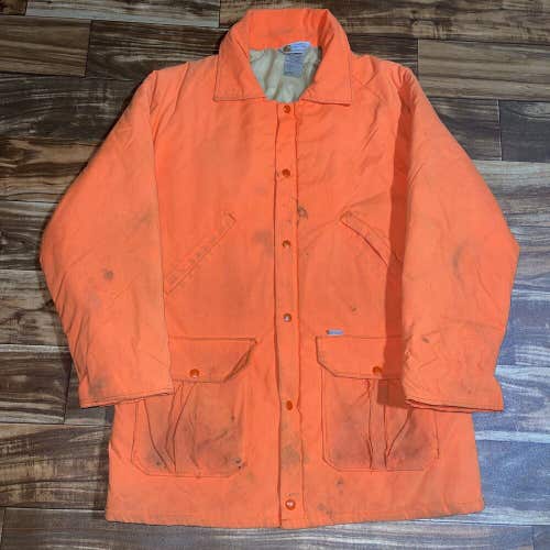 Vintage Carhartt Rugged Insulated Blaze Orange Hunting Jacket RARE Size Large