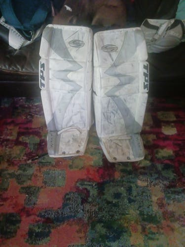 Used 36" TPS Summit Goalie Leg Pads white and silver