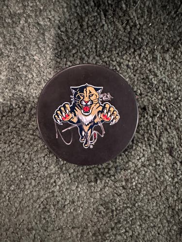 Vincent Trochek Signed Florida Panthers Puck With Case