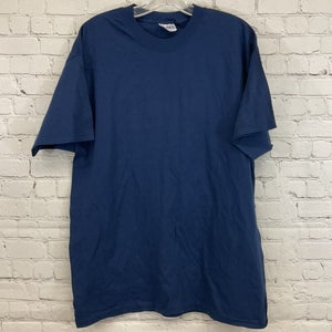 Hanes Adult Mens Beefy 5180 Puma Soccer Navy White SS Crew Neck Tshirt New