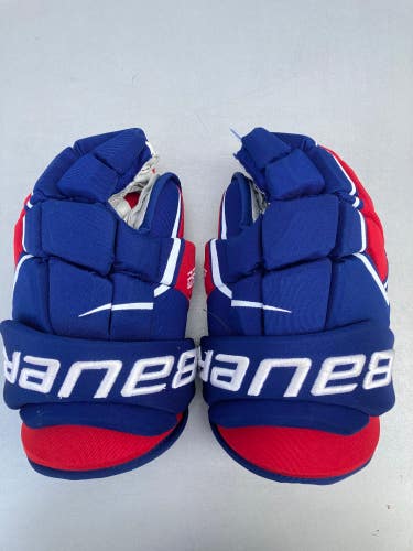Blue Used Senior Washington Capitals Bauer Supreme Ultrasonic Gloves 13" Pro Stock