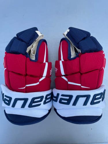 Blue Used Senior Washington Capitals Bauer Supreme Ultrasonic Gloves 13"