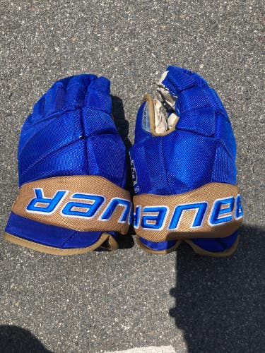Blue Used Senior Bauer Vapor Pro Team Gloves 13" Pro Stock