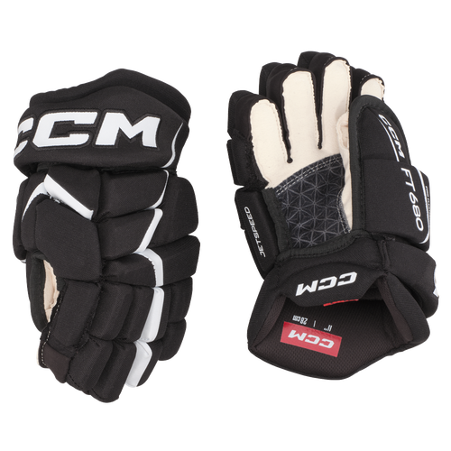 Black New CCM JetSpeed FT680 Gloves Junior Size 12" Retail