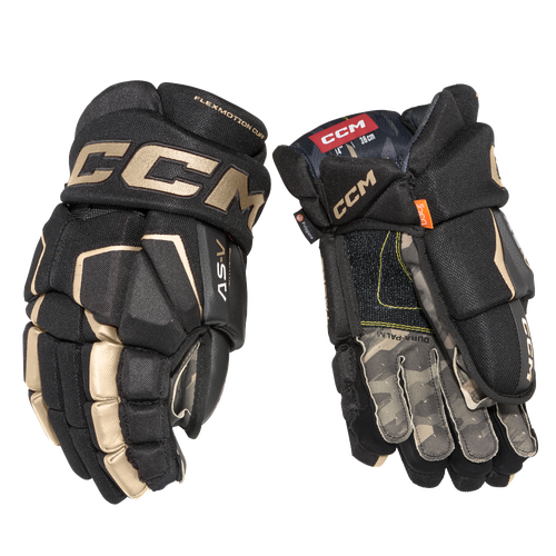 Black and Gold New CCM Tacks ASV Gloves Senior Size 15" Retail