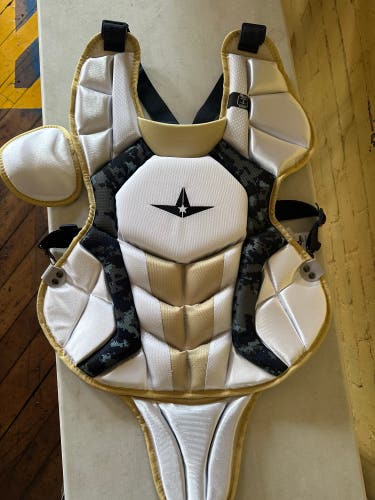 New All-Star CPCC1216S7X Catcher's Chest Protector (White/Navy/Vegas Gold)