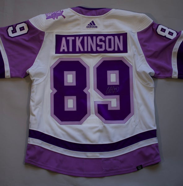 2021 Philadelphia Flyers Hockey Fights Cancer Cam Atkinson warm up worn jersey
