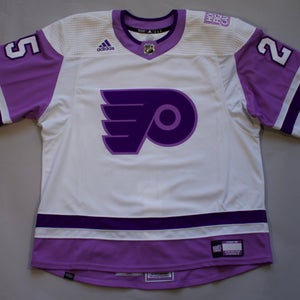2021 Philadelphia Flyers Hockey Fights Cancer James van Riemsdyk warm up worn jersey