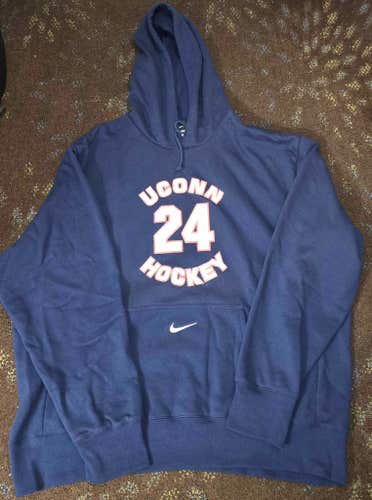 UConn Huskies Hockey Nike Team Issued Hooded Sweatshirt 2XL