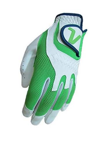 Volvik Omni Form Fit Glove (Junior, White/Green, LEFT, One Size Fit) 2023 Golf