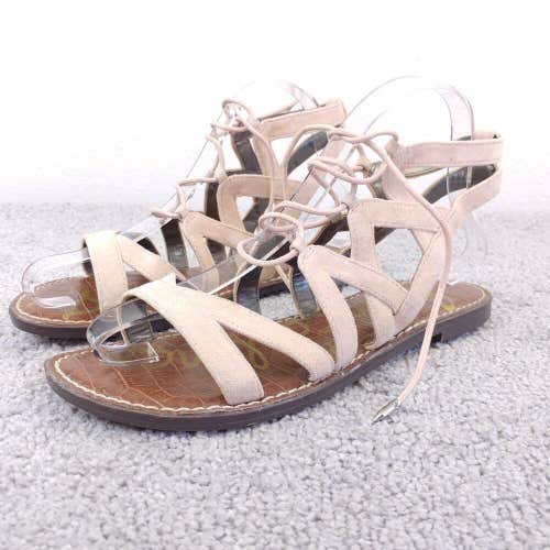 Sam Edelman Gemma Womens Gladiator Sandals 9 Taupe Suede Leather Lace Up Shoes