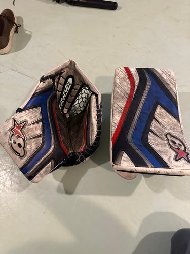 Used Brian's G-Netik Red/White/Blue Glove and Blocker Set MAKE OFFER NEGOTIABLE