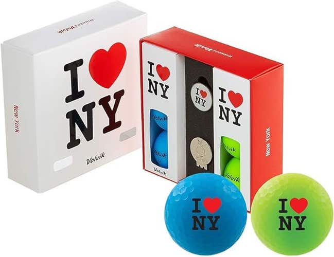 Volvik Vivid New York Golf Balls (Blue/Green, 4pk) State Edition Gift Set NEW