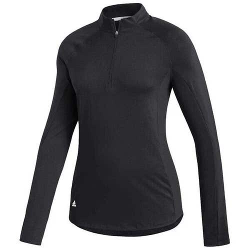 Adidas Womens Aeroready Printed FS4783 Size M Black 1/4 Zip LS Golf Pullover NWT