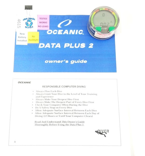 Oceanic Data Plus 2 Air & Nitrox Puck Module Scuba Dive Computer #4615 ...