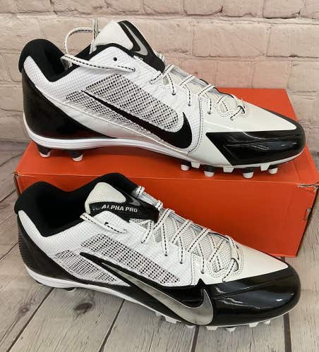 Nike 579545 100 Alpha Pro TD Men's Football Cleats White Silver Black US Size 13