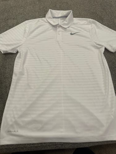 Nike Dri-fit white striped polo